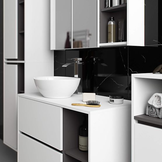 ARMADIETTO DA BAGNO SOTTO LAVABO CON FORI VAMI W90 UM 2SZ 2P BIANCO / GRIGIO GRAFITE