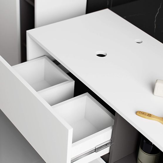 ARMADIETTO DA BAGNO SOTTO LAVABO CON FORI VAMI W90 UM 2SZ 2P BIANCO / GRIGIO GRAFITE