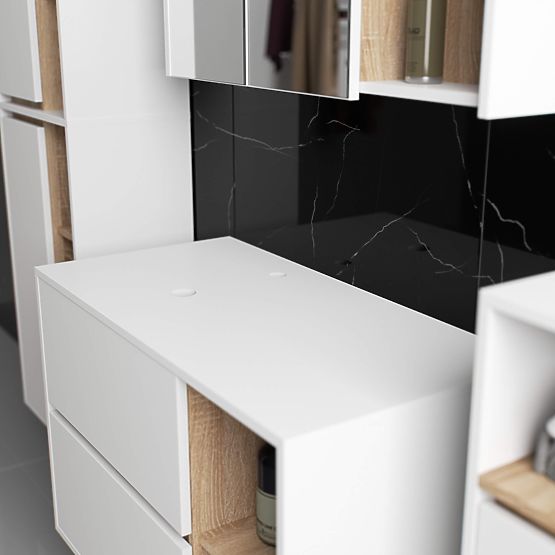 ARMADIETTO DA BAGNO SOTTO LAVABO CON FORI VAMI W90 UM 2SZ 2P BIANCO / ROVERE SONOMA