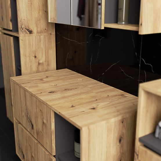 ARMADIETTO DA BAGNO SOTTO LAVABO CON FORI VAMI W90 UM 2SZ 2P ROVERE ARTIGIANO / GRIGIO GRAFITE