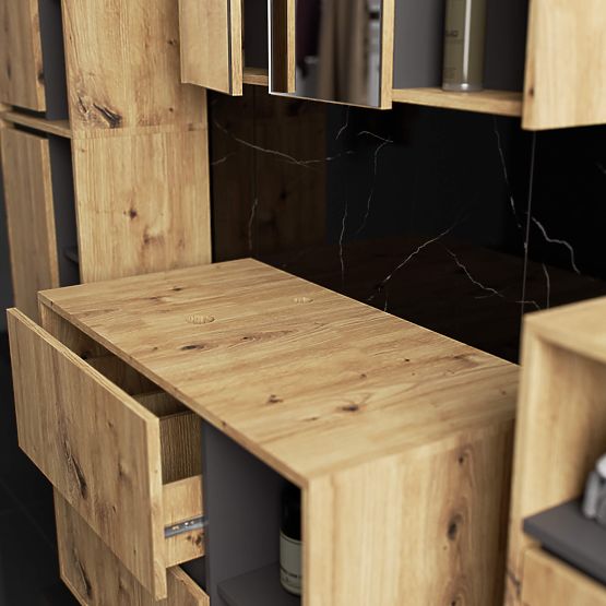 ARMADIETTO DA BAGNO SOTTO LAVABO CON FORI VAMI W90 UM 2SZ 2P ROVERE ARTIGIANO / GRIGIO GRAFITE