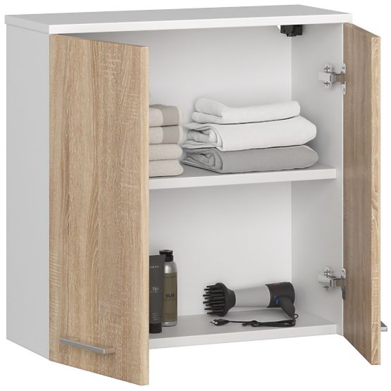 ARMADIETTO SOSPESO LARGHEZZA 60 cm FIN 2D BIANCO / SONOMA