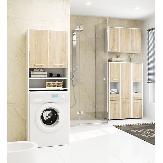 ARMADIETTO SOSPESO LARGHEZZA 60 cm FIN 2D BIANCO / SONOMA