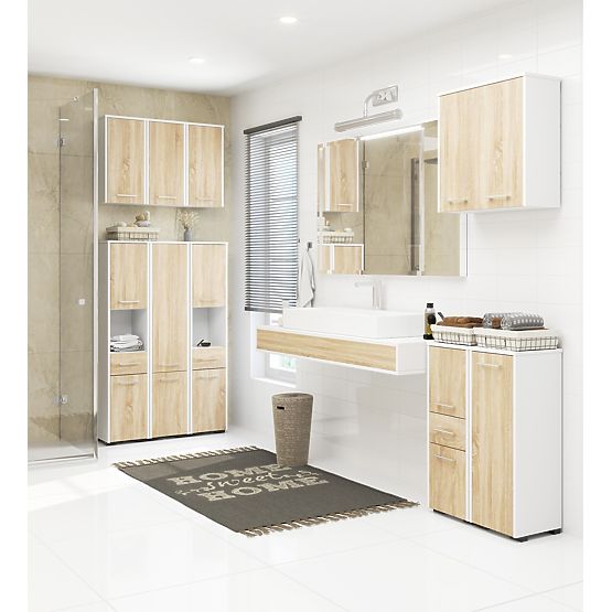 ARMADIETTO SOSPESO LARGHEZZA 60 cm FIN 2D BIANCO / SONOMA