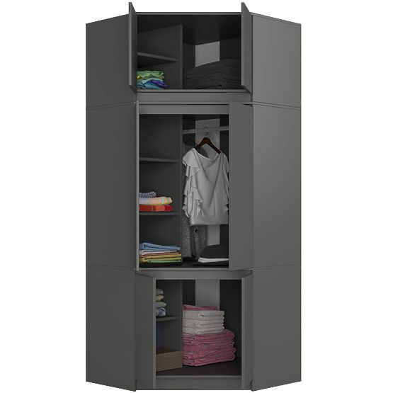 ARMADIO ANGOLARE CON SOPRALZO S100 GRIGIO GRAFITE
