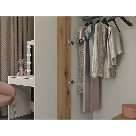 ARMADIO AVA 150 CM SPECCHIO 2 CASSETTI FRONTALE SCANALATO ROVERE EVOKE BEIGE CASHMERE