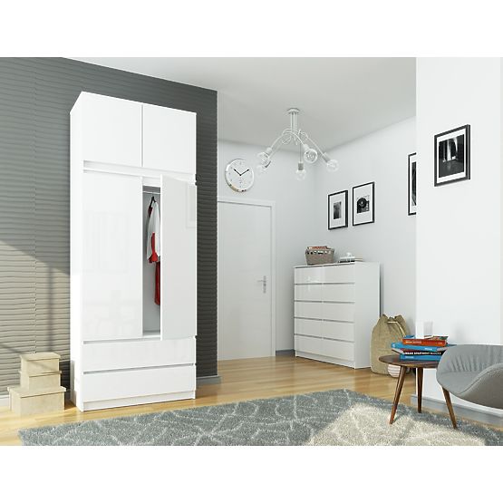 ARMADIO CON SOPRALZO S90 2D 2SZ CLP PK BIANCO LUCIDO