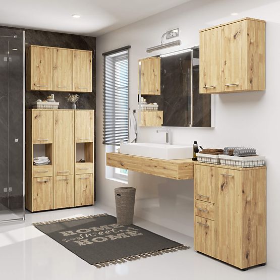 ARMADIO DA BAGNO FIN COLONNA 30 2D 1SZ 85cm PK ROVERE ARTIGIANO