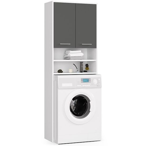 Armadio da bagno FIN sopra la lavatrice - bianco-grafite grigio - 2 ante