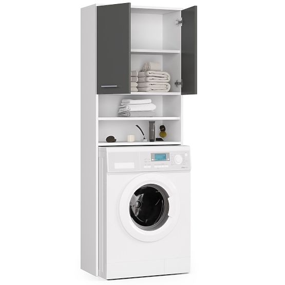 Armadio da bagno FIN sopra la lavatrice - bianco-grafite grigio - 2 ante