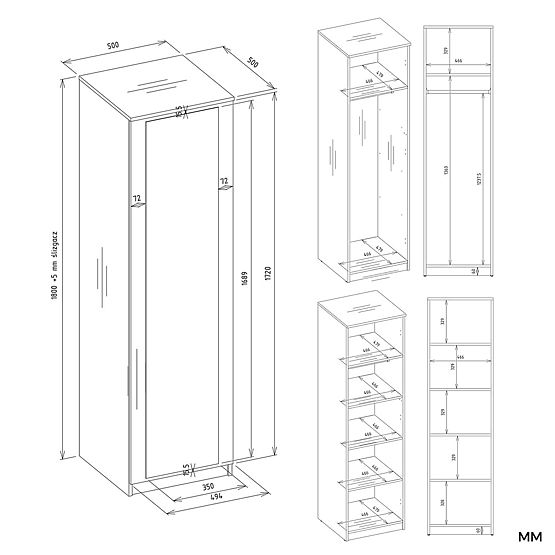 Armadio Malwa SD-50 con Specchio BIANCO
