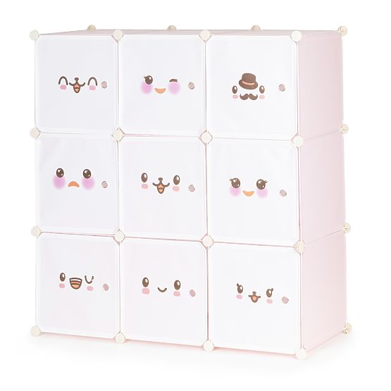 Armadio modulare per bambini con scaffali a 9 ripiani