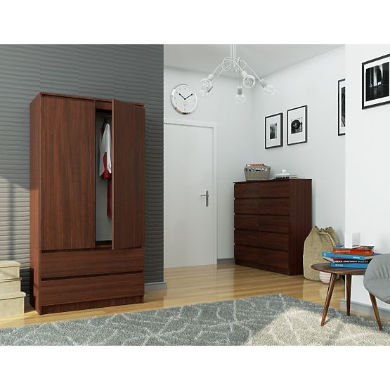 ARMADIO S 90 cm 2 ANTE 2 CASSETTI PK WENGE