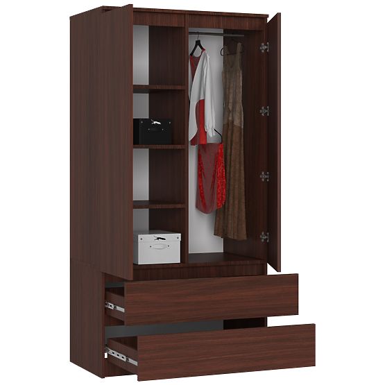 ARMADIO S 90 cm 2 ANTE 2 CASSETTI PK WENGE