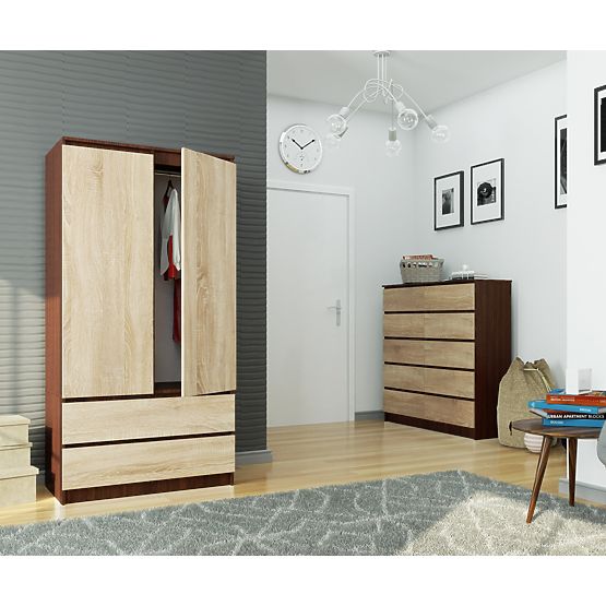 ARMADIO S 90 cm 2 ANTE 2 CASSETTI PK WENGE / SONOMA
