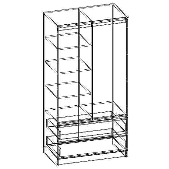 ARMADIO S 90 cm 2 ANTE 2 CASSETTI PK WENGE / SONOMA