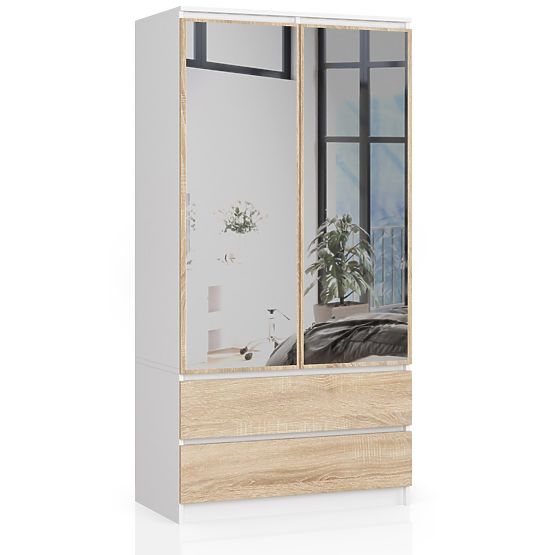 ARMADIO S90 2D 2SZ 2 SPECCHI CLP PK BIANCO / SONOMA