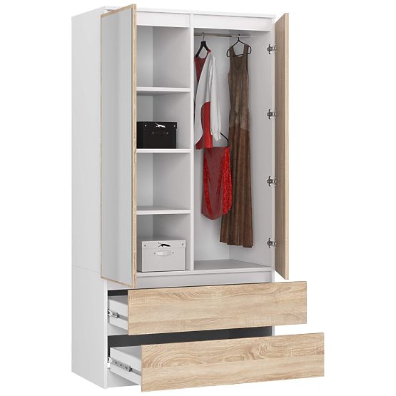 ARMADIO S90 2D 2SZ 2 SPECCHI CLP PK BIANCO / SONOMA