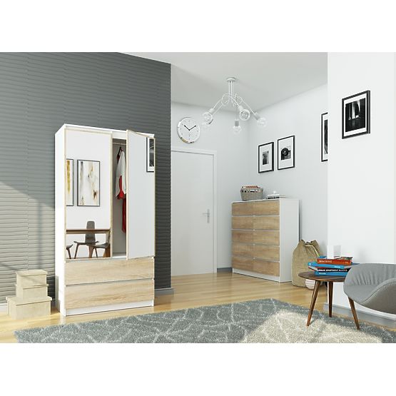 ARMADIO S90 2D 2SZ 2 SPECCHI CLP PK BIANCO / SONOMA