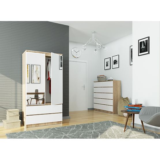 ARMADIO S90 2D 2SZ 2 SPECCHI CLP PK SONOMA / BIANCO