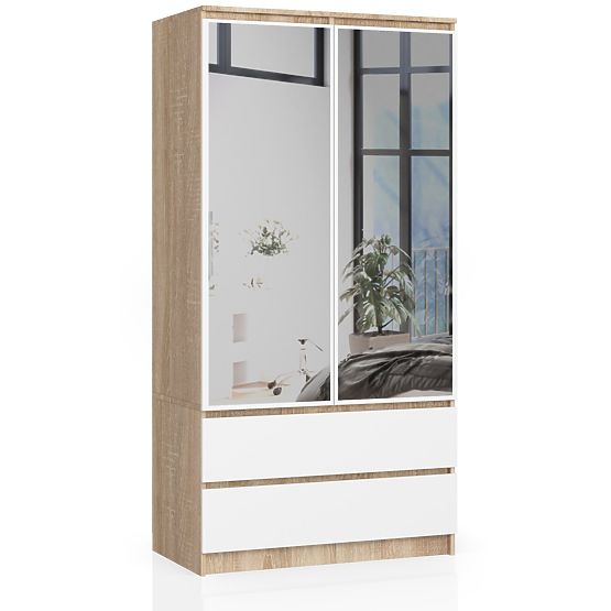 ARMADIO S90 2D 2SZ 2 SPECCHI CLP PK SONOMA / BIANCO