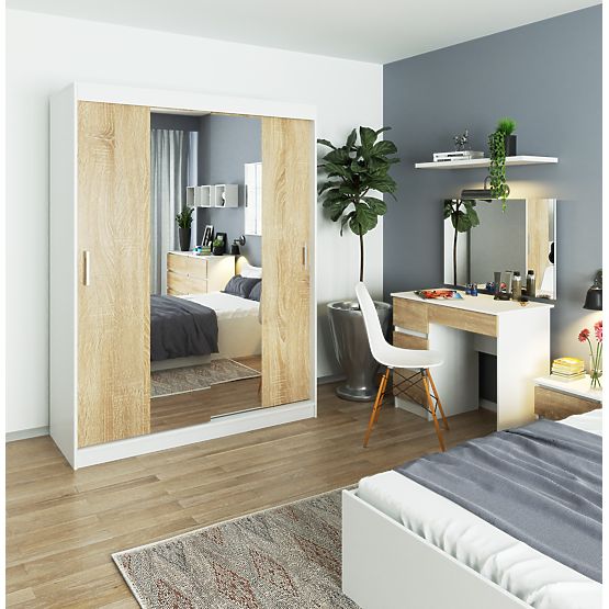 ARMADIO SCORREVOLE 150 cm CLP BIANCO / SONOMA