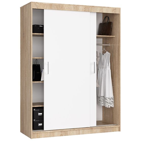 ARMADIO SCORREVOLE 150 cm CLP MONO SONOMA/BIANCO
