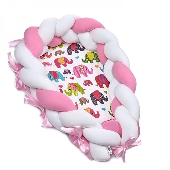 Baby nest 2in1 - Elefante bianco-rosa