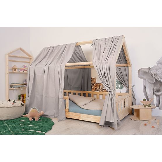 Baldacchino per letto a casetta Tea - grigio