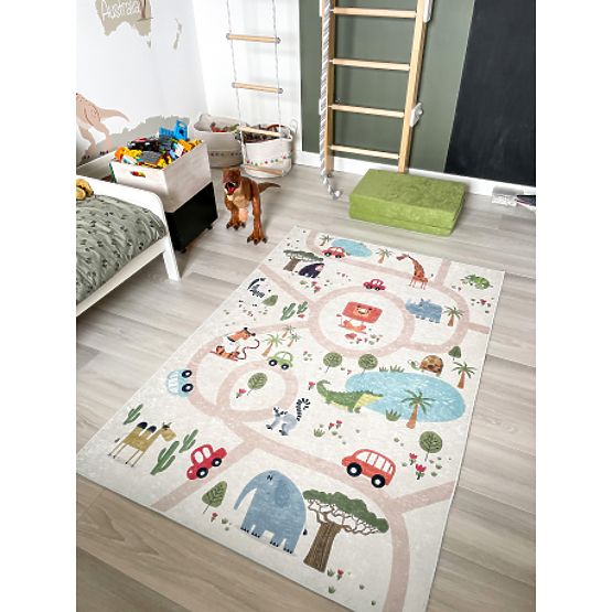 BAMBINO 1165 tappetino da lavaggio Zoo per bambini antiscivolo - beige