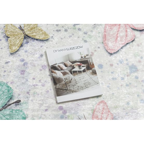 BAMBINO 1610 tappeto lavabile Farfalle per bambini antiscivolo - crema