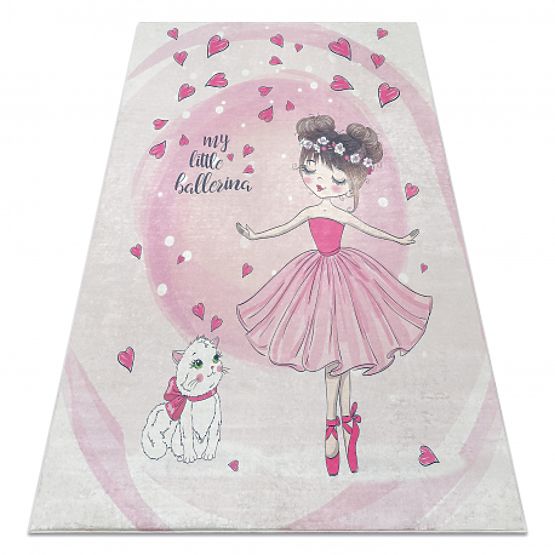 BAMBINO 2161 tappetino lavabile Ballerina, gattino per bambini antiscivolo - rosa