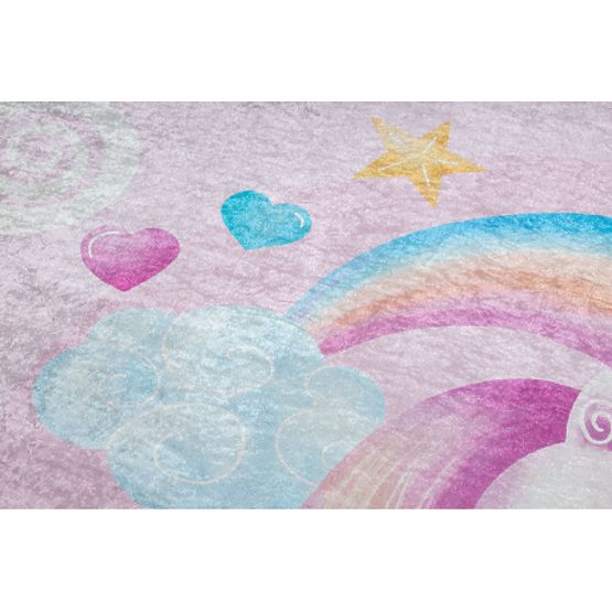 BAMBINO 2533 tappetino da lavaggio Unicorno, arcobaleno per bambini antiscivolo - rosa