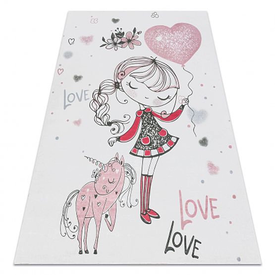 BAMBINO 2644 tappetino da lavaggio Bambina, unicorno per bambini antiscivolo - bianco / rosa