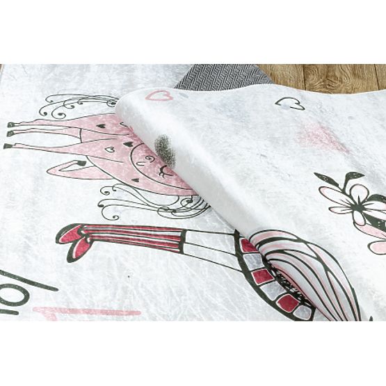 BAMBINO 2644 tappetino da lavaggio Bambina, unicorno per bambini antiscivolo - bianco / rosa