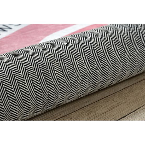 BAMBINO 47810 tappetino rotondo lavabile Arcobaleno, punti per bambini antiscivolo - bianco / rosa