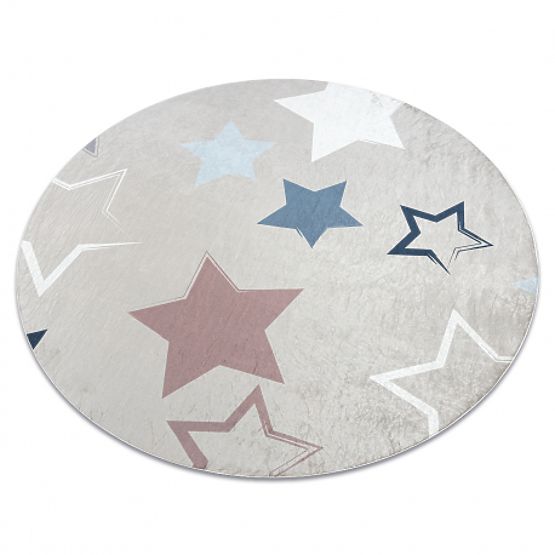 BAMBINO 48130 tappeto rotondo lavabile Stelle per bambini antiscivolo - beige / grigio