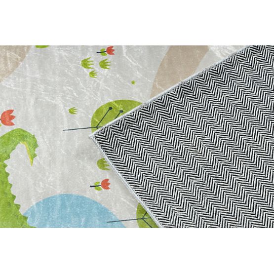 BAMBINO 50230 tappeto lavabile Zoo, strada per bambini antiscivolo - beige / verde