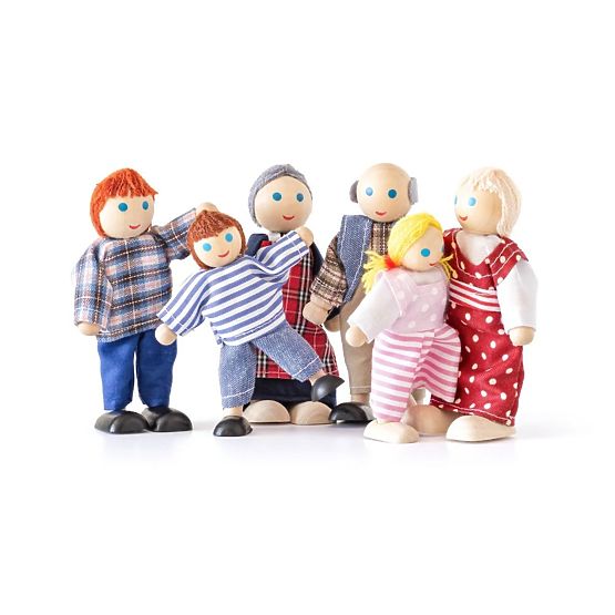 Bambole per casa delle bambole, famiglia di 6 persone