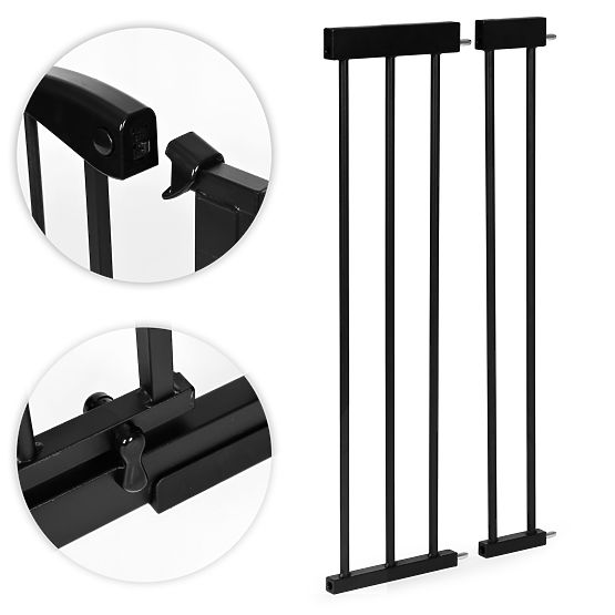 Barriera di sicurezza 74-105 cm per scale e porte, acciaio, pannelli aggiuntivi, nero ECOTOYS