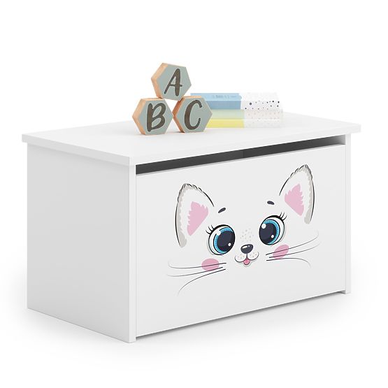 Baule per giocattoli Daria bianco con stampa Pink Cat
