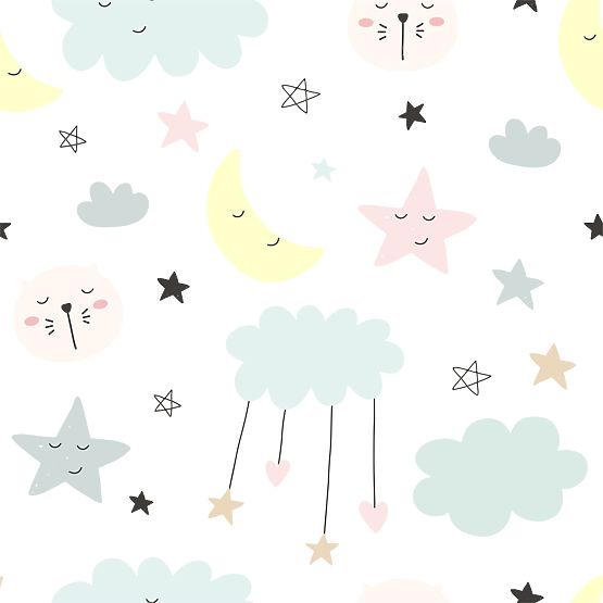 Baule per giocattoli Daria bianco con stampa Stelline