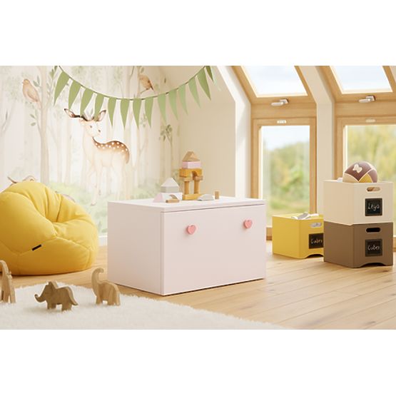 Baule per giocattoli Inga - maniglia rosa