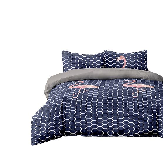 Biancheria da letto BASIC - AMELIAHOME colore blu scuro con stampa motivo animale stile moderno 155x