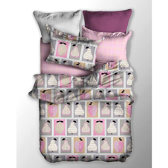 Biancheria da letto BASIC colore rosa cipria con motivo geometrico 155x220_80x80*1 DecoKing