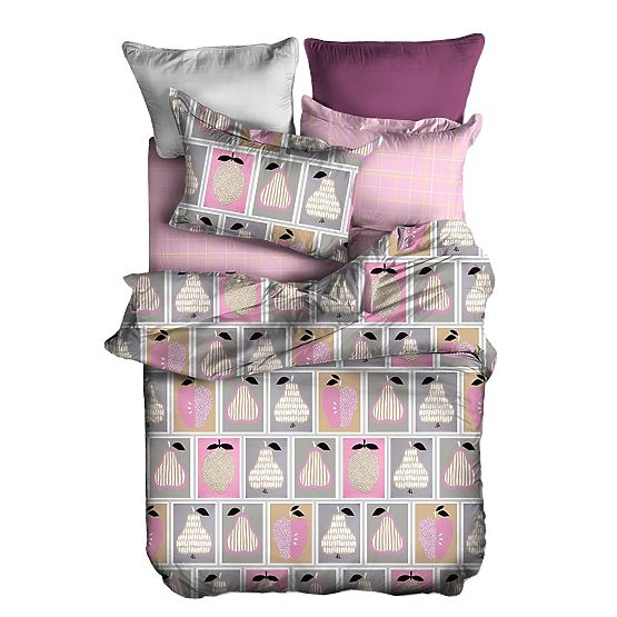 Biancheria da letto BASIC colore rosa cipria con motivo geometrico 155x220_80x80*1 DecoKing