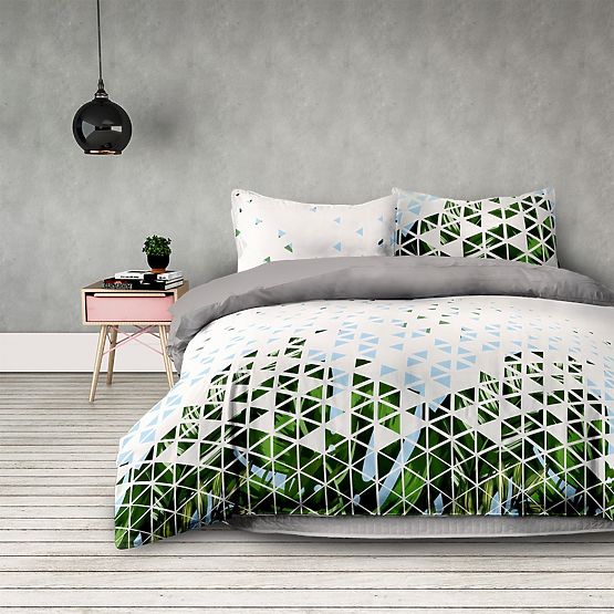 Biancheria da letto BASIC colore verde motivo vegetale stampato stile moderno 155x220*2+80x80*2 Amel
