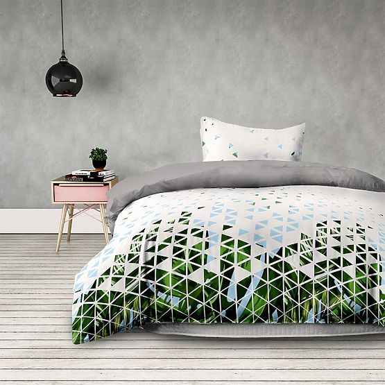 Biancheria da letto BASIC colore verde motivo vegetale stampato stile moderno 155x220*2+80x80*2 Amel