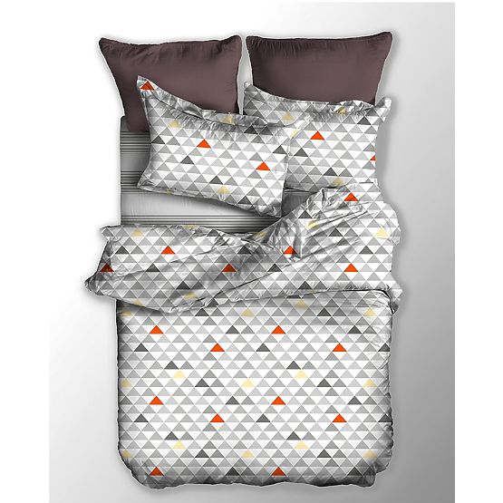 Biancheria da letto BASIC grigia con motivo geometrico 155x220_80x80*1 DecoKing