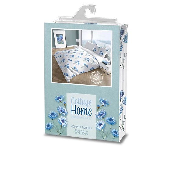 Biancheria da letto in cotone Fiordaliso blu 140x200cm + 70x90cm